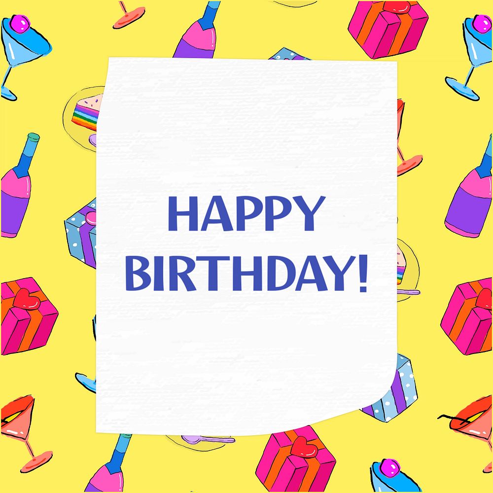 Happy birthday Instagram post template, editable text