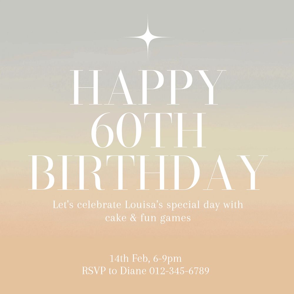 Senior's birthday Instagram post template, editable text