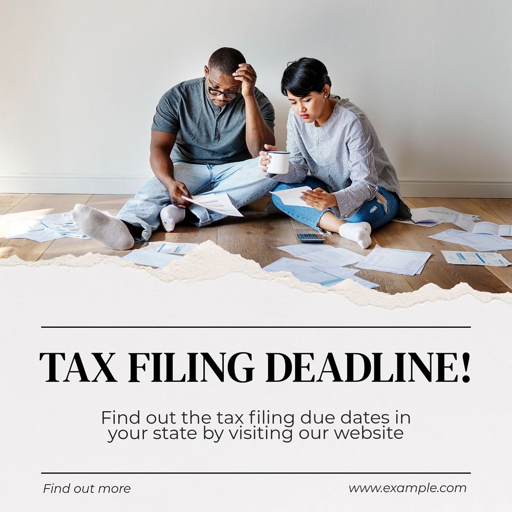 Tax filling deadline Instagram post template, editable text