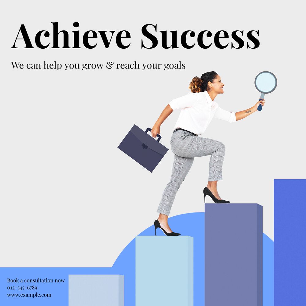 Achieve success Instagram post template, editable text