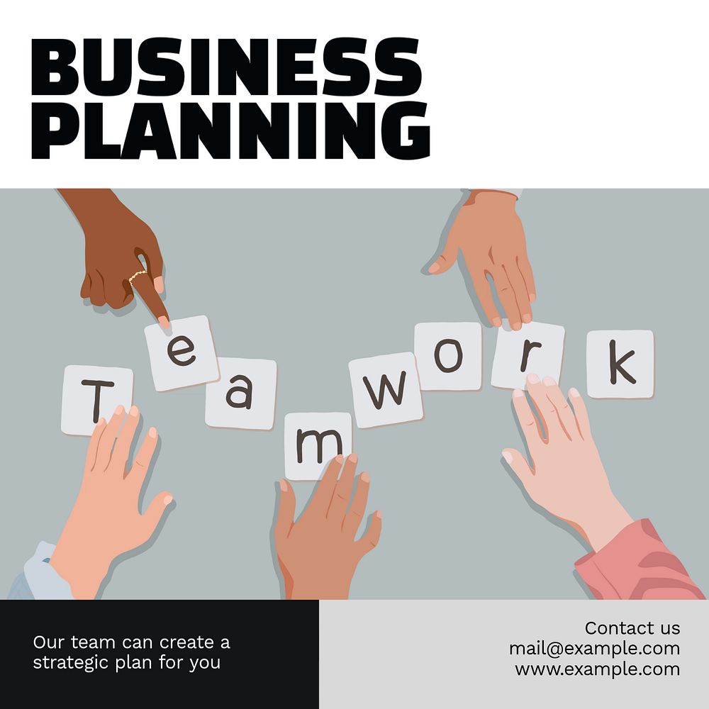 Business planning Instagram post template, editable text