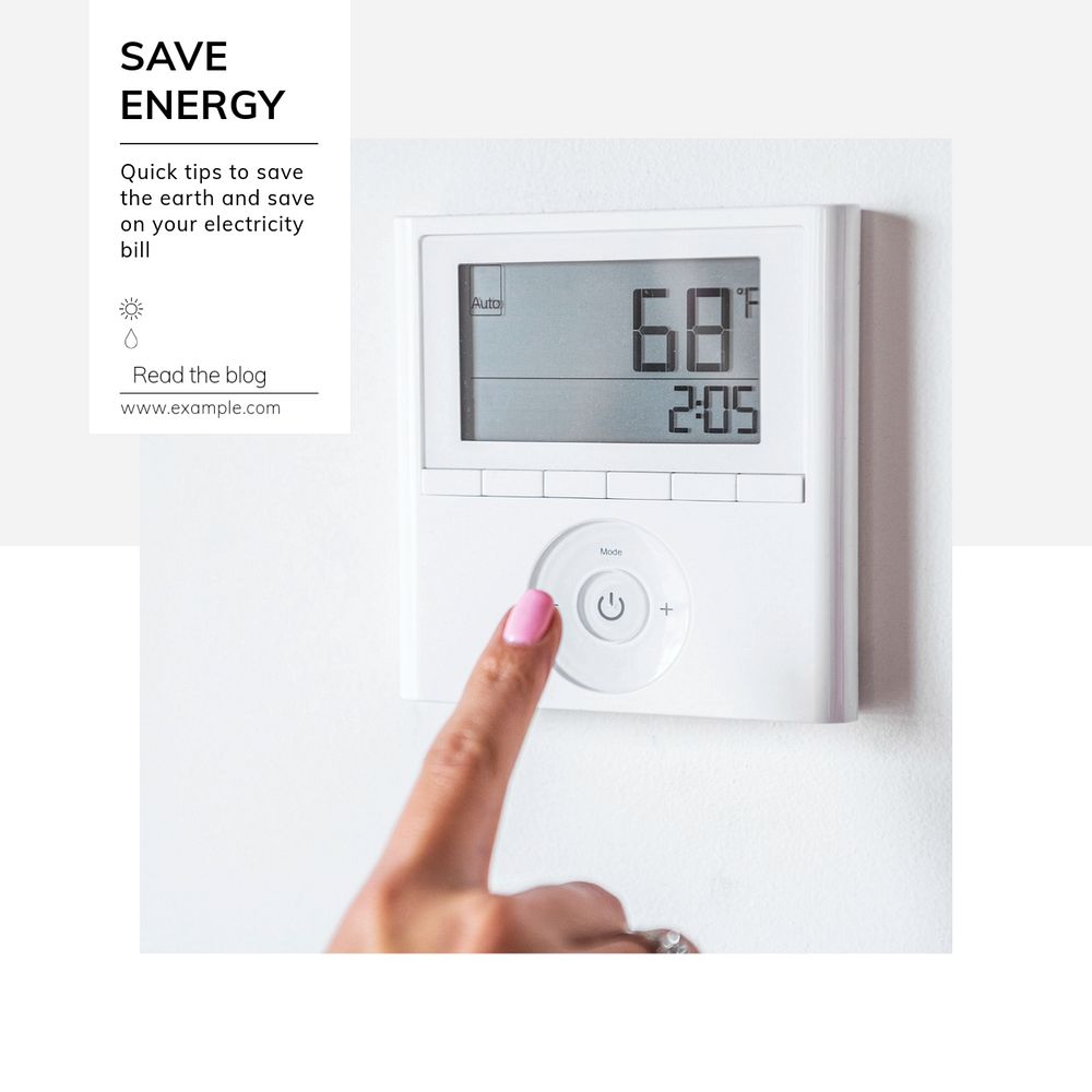 Save energy Instagram post template, editable text