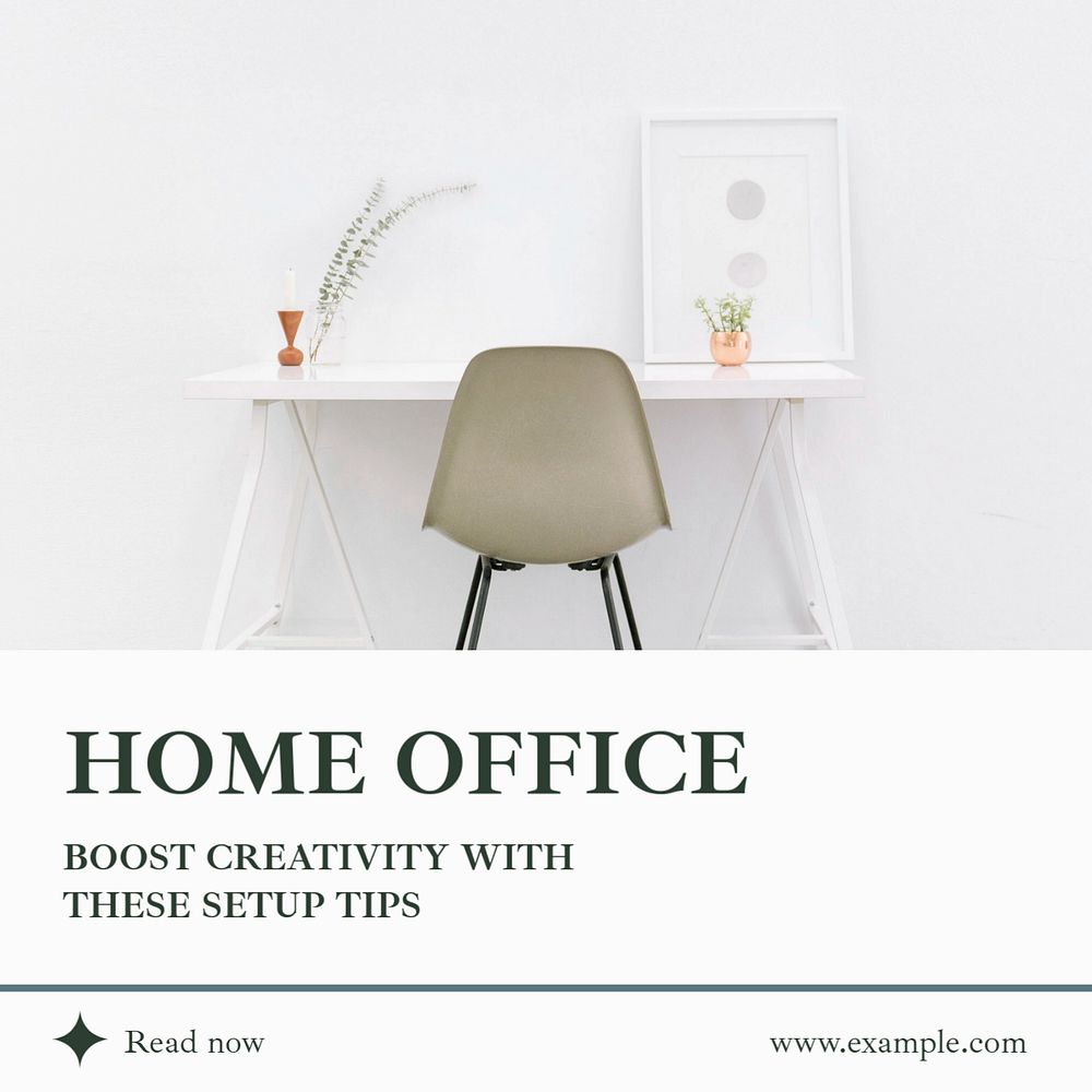 Home office Instagram post template, editable text