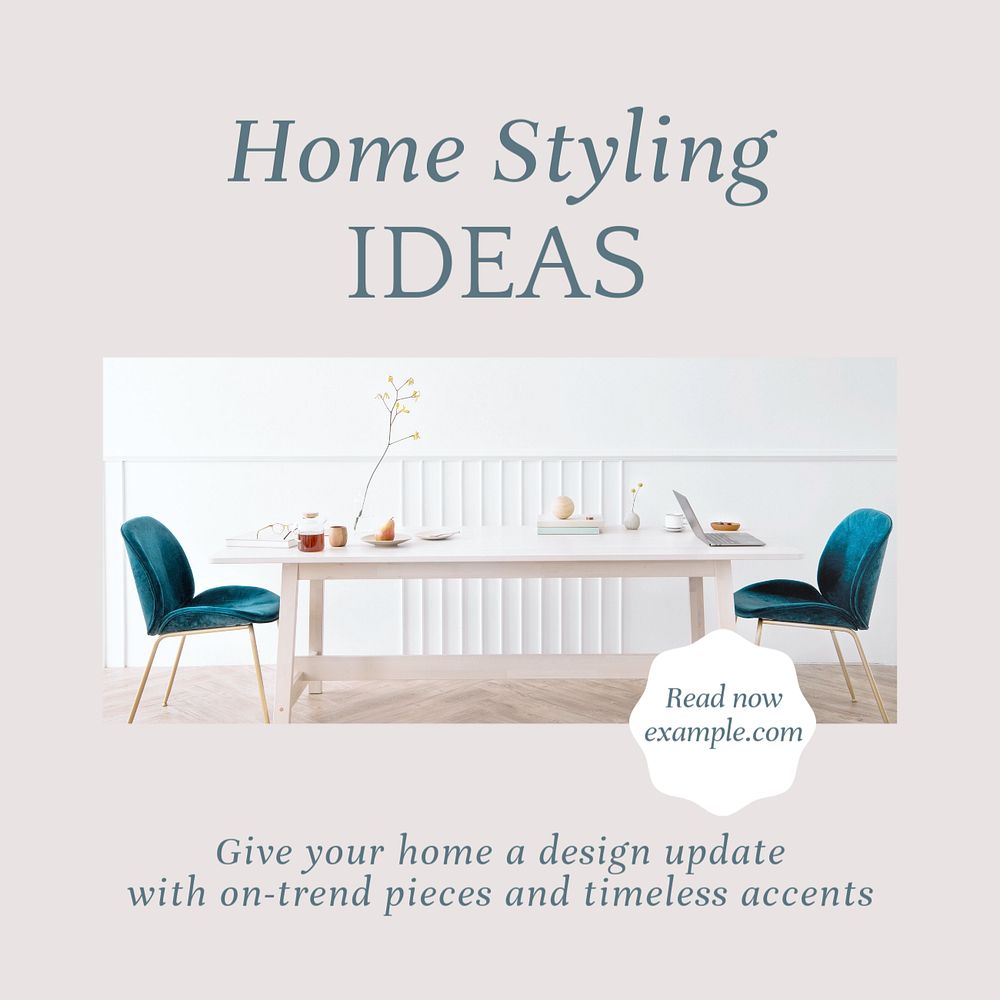 Home styling ideas Instagram post template, editable text