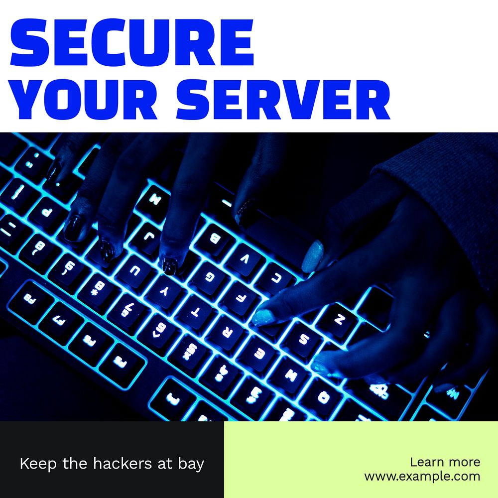 Internet server security Instagram post template, editable text