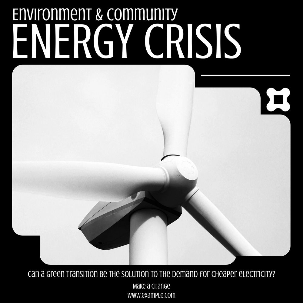 Energy crisis Instagram post template, editable text