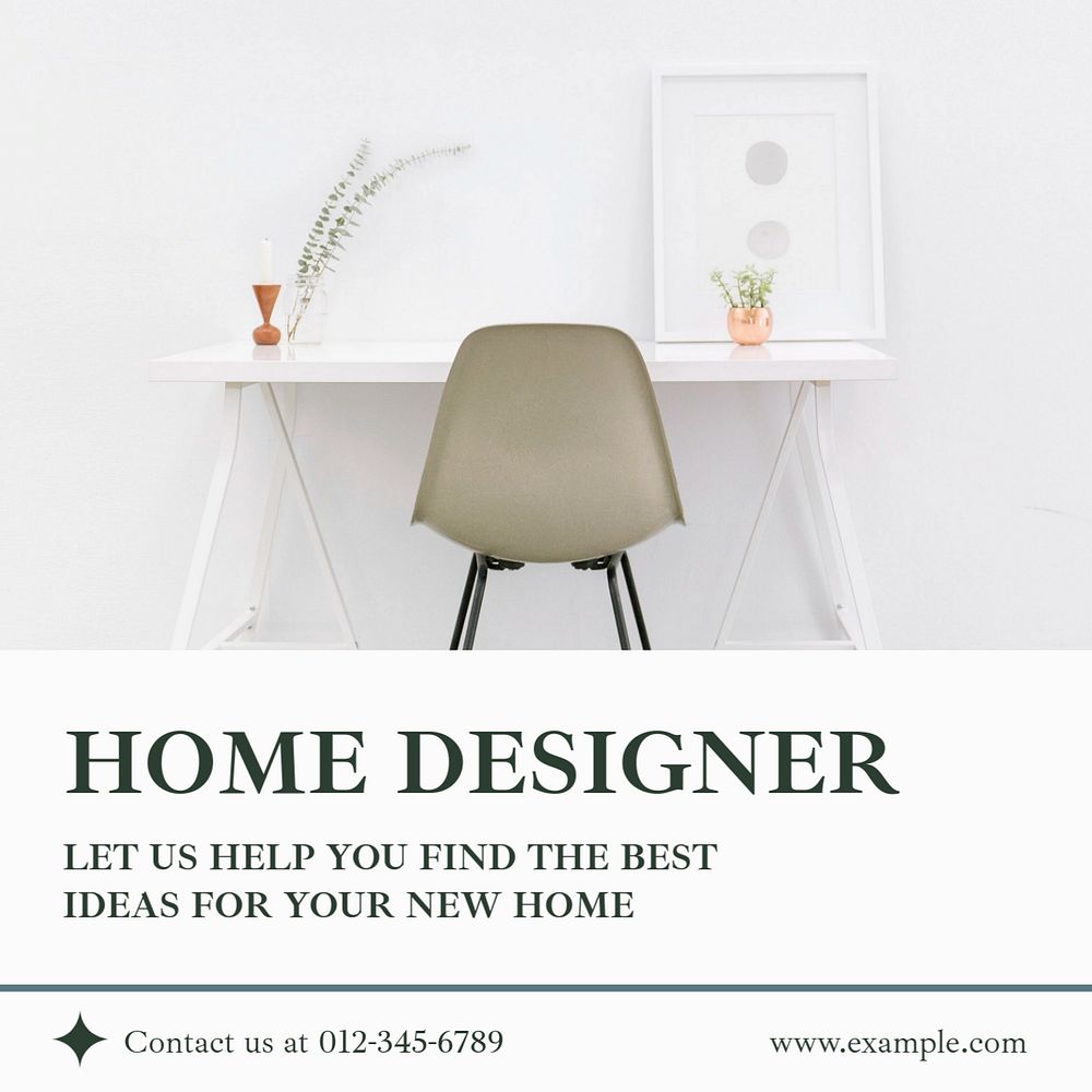 Home designer Instagram post template, editable text