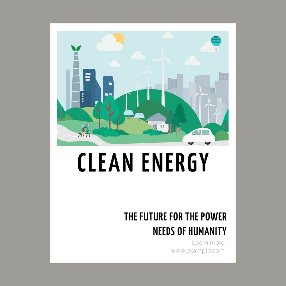 Clean energy Instagram post template, editable text