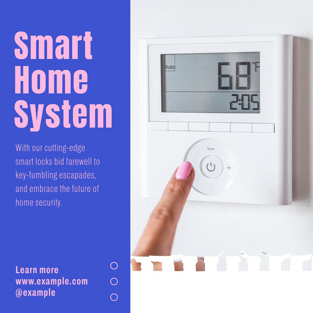 Smart home Instagram post template, editable text