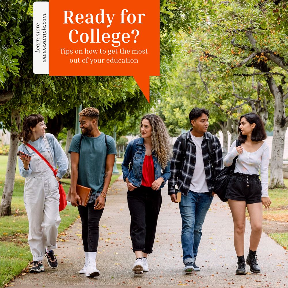 College open day Instagram post template, editable text