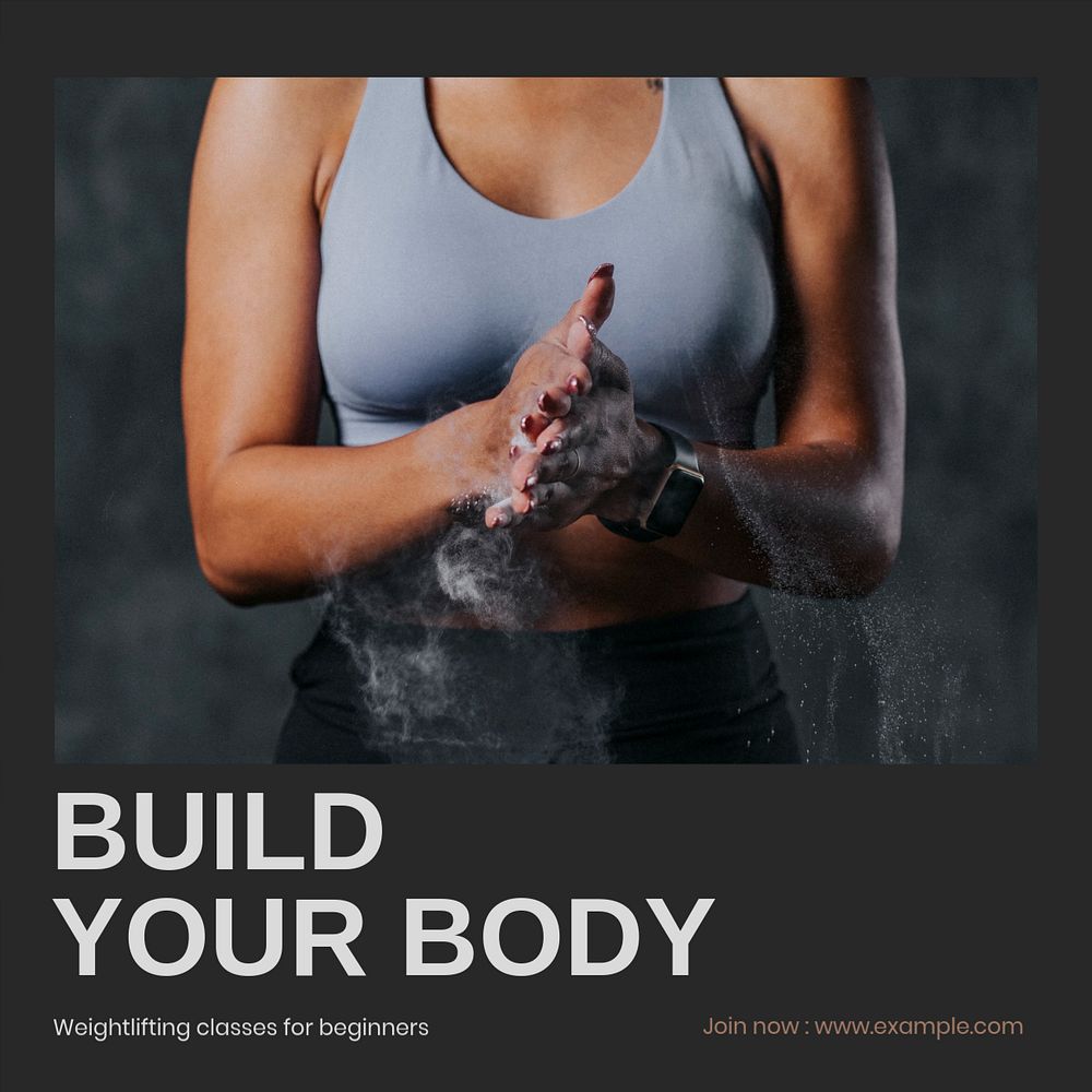 Build your body Instagram post template, editable text