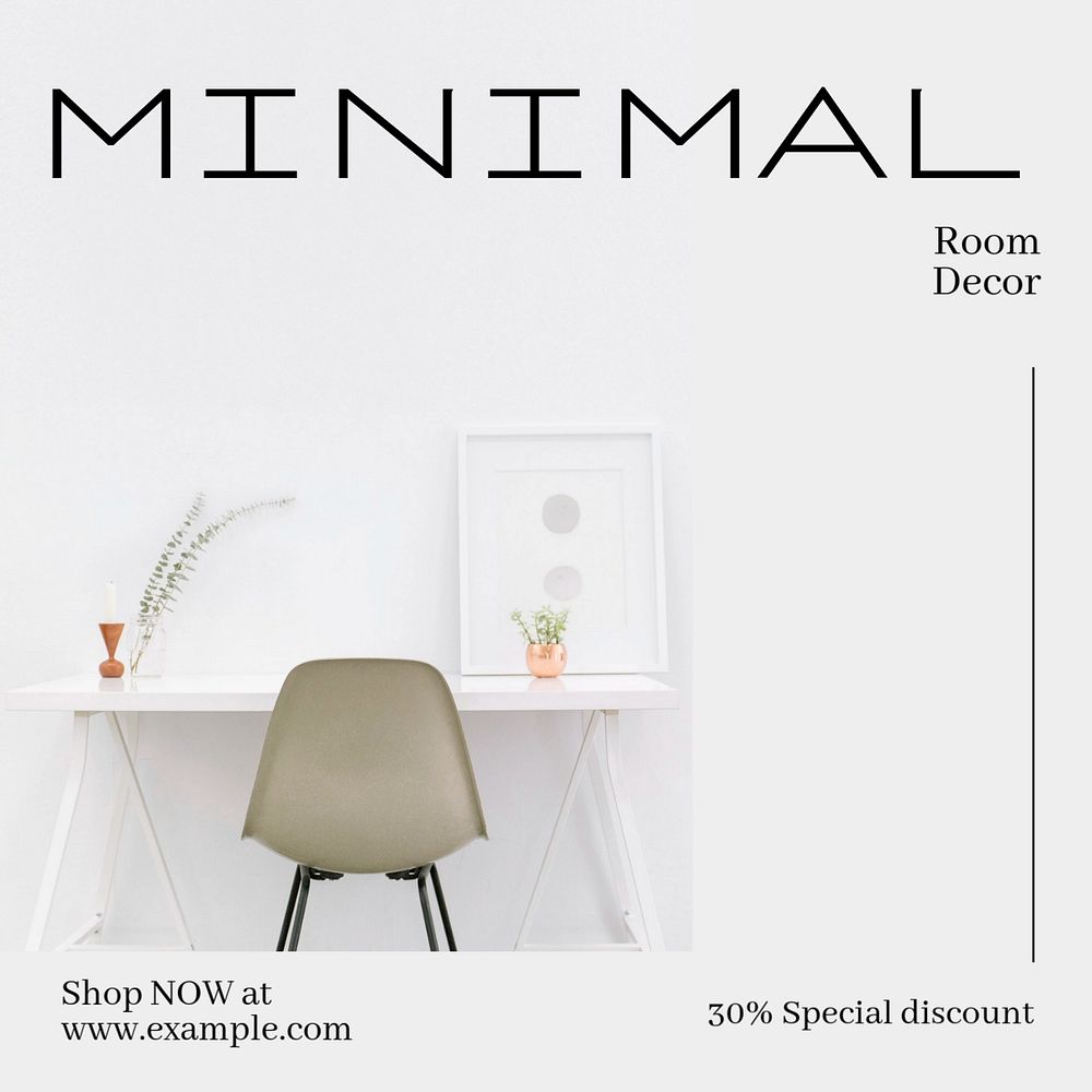 Minimal room decor Instagram post template, editable text