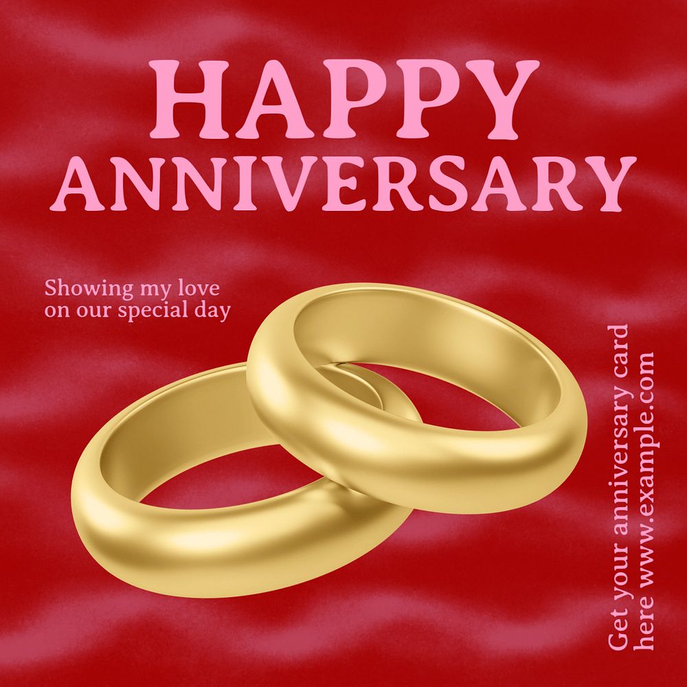 Happy anniversary Instagram post template, editable text