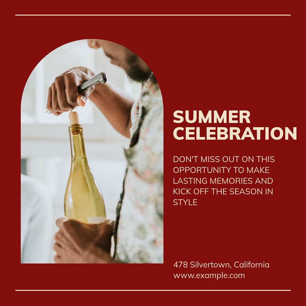 Summer party event Instagram post template, editable text