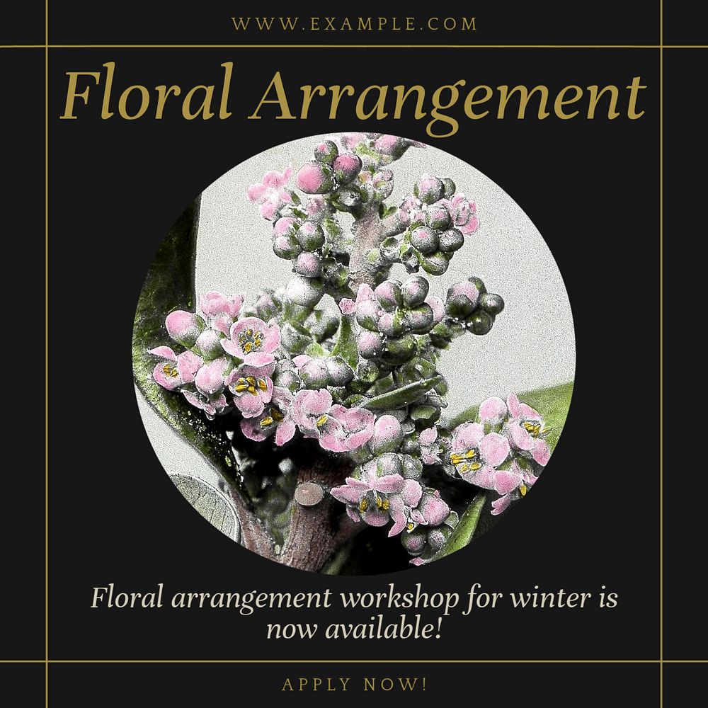 Floral arrangement Instagram post template, editable text