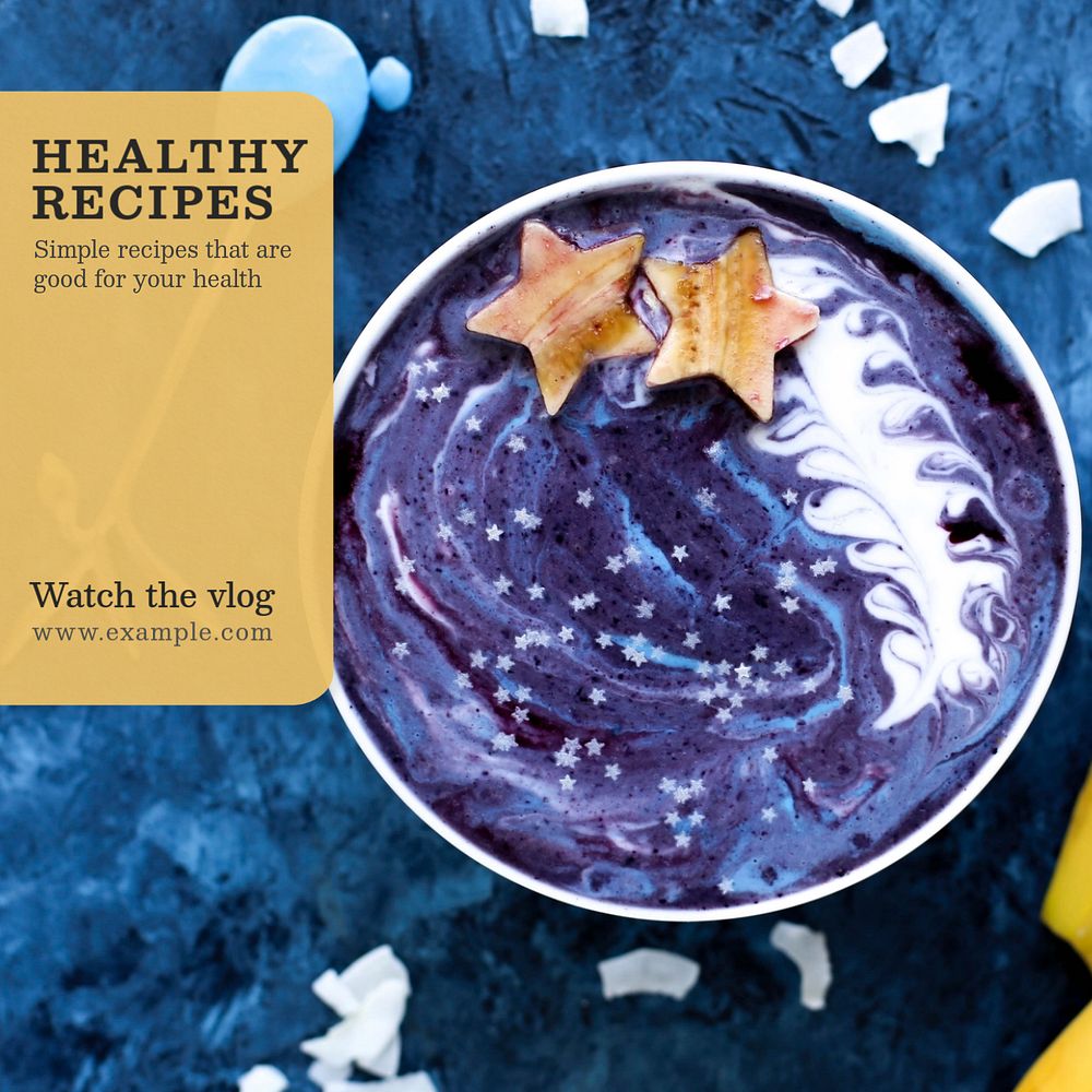 Healthy recipes Instagram post template, editable text