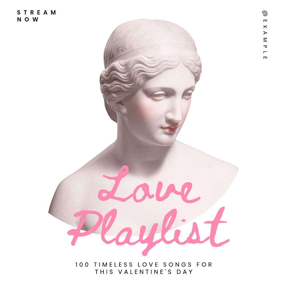 Love playlist Instagram post template, editable text