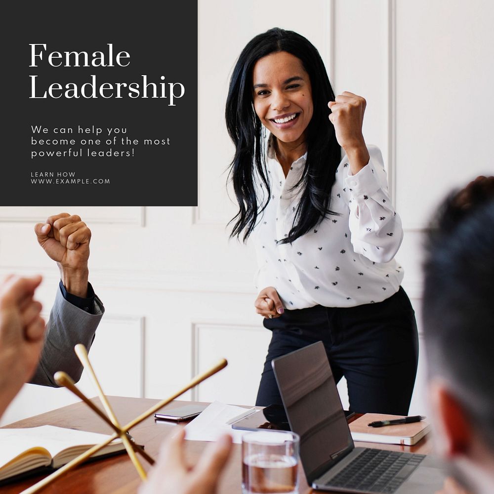 Female leadership Instagram post template, editable text