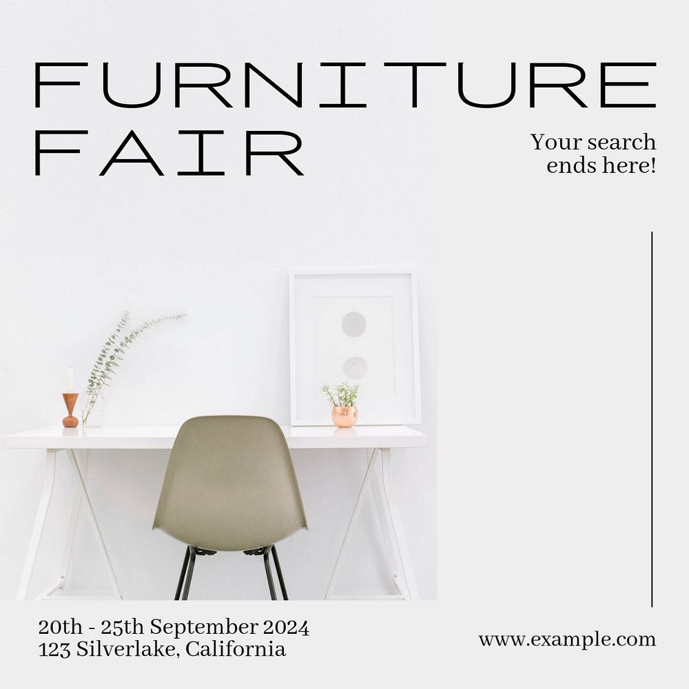 Furniture fair Instagram post template, editable text