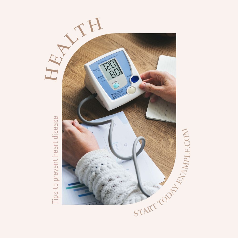 Heart health Instagram post template, editable text