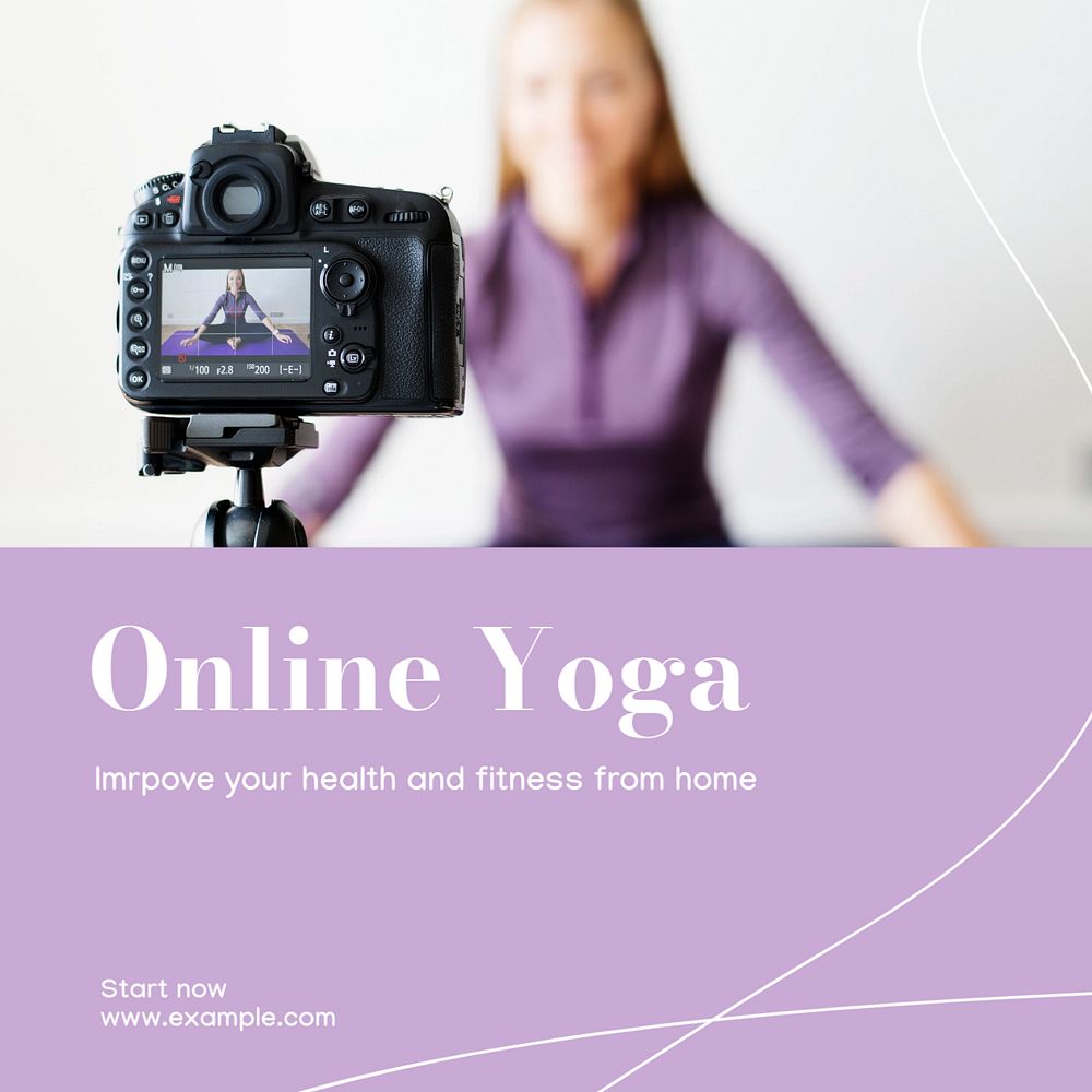 Online yoga Instagram post template, editable text