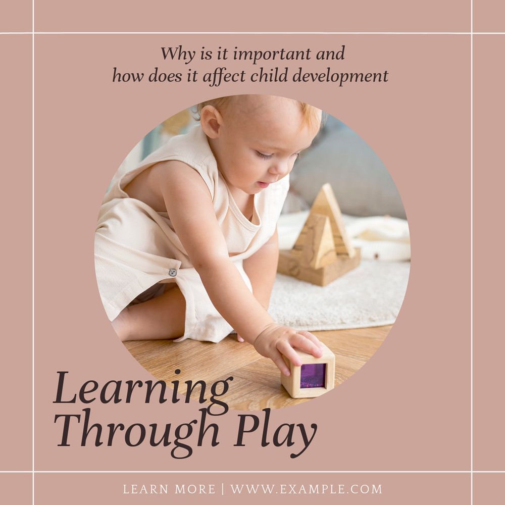 Learning through play Instagram post template, editable text