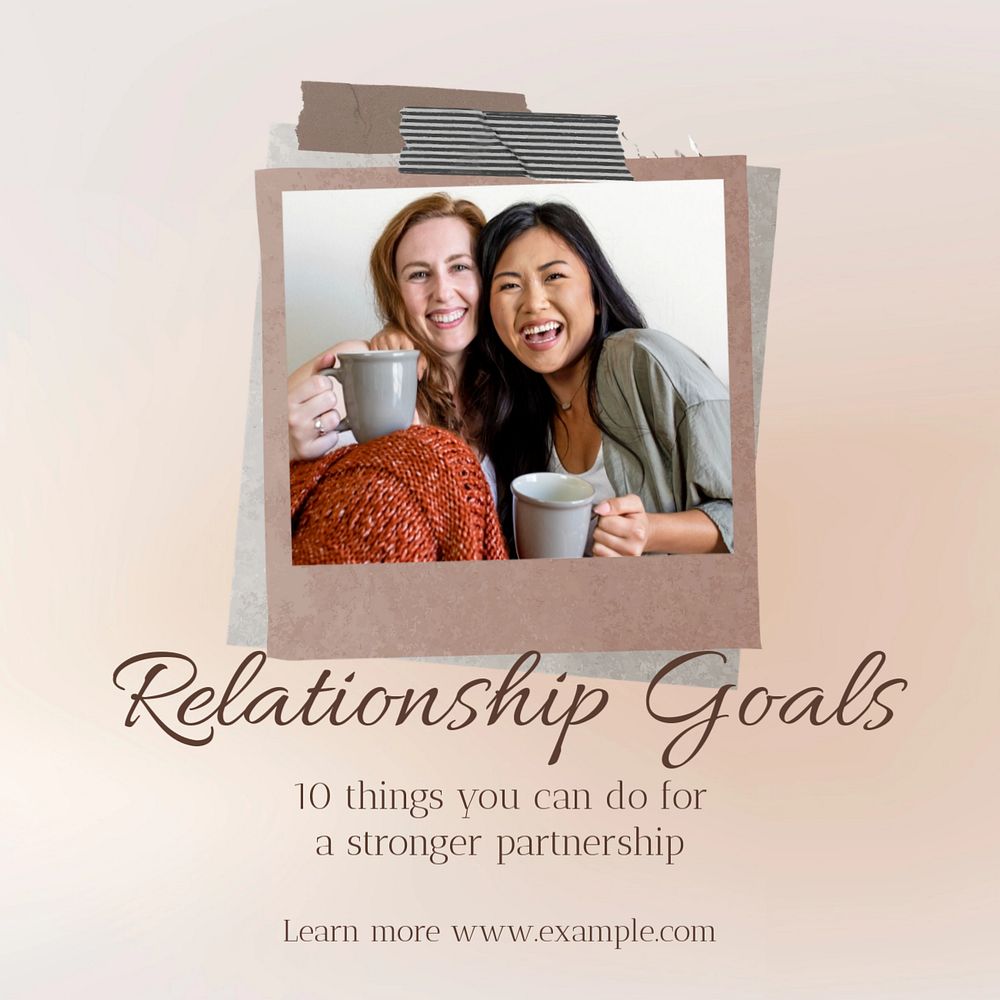 Relationship goals Instagram post template, editable text