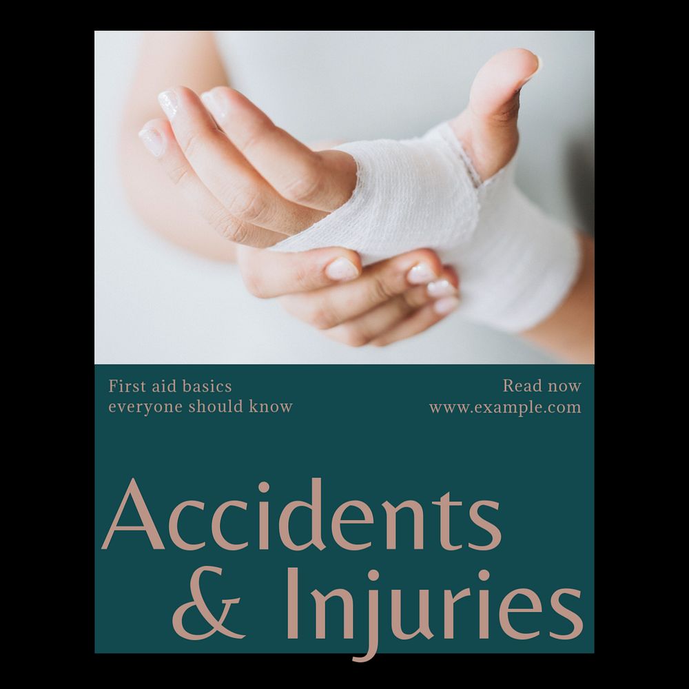 Accidents & injury Instagram post template, editable text