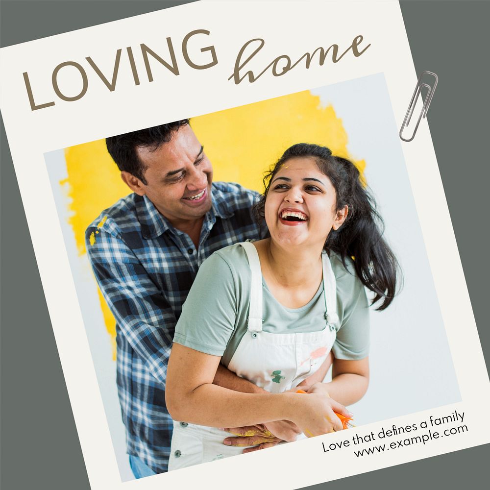 Loving home Instagram post template, editable text