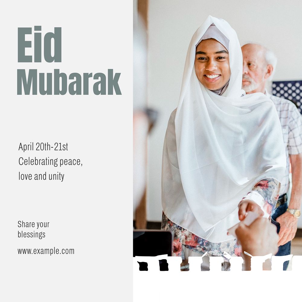 Eid Mubarak Instagram post template, editable text