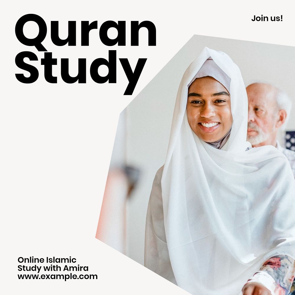 Quran study Instagram post template, editable text