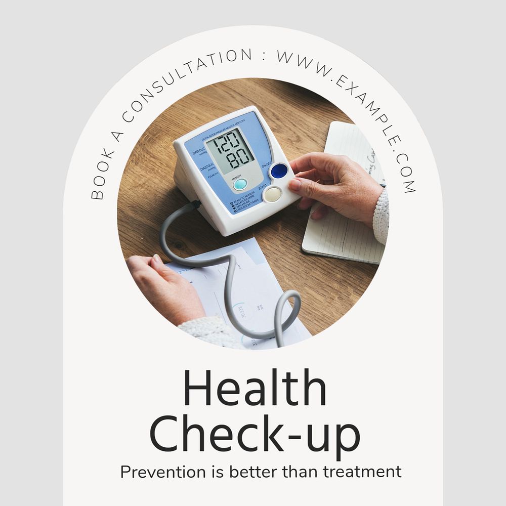 Health check-up Instagram post template, editable text