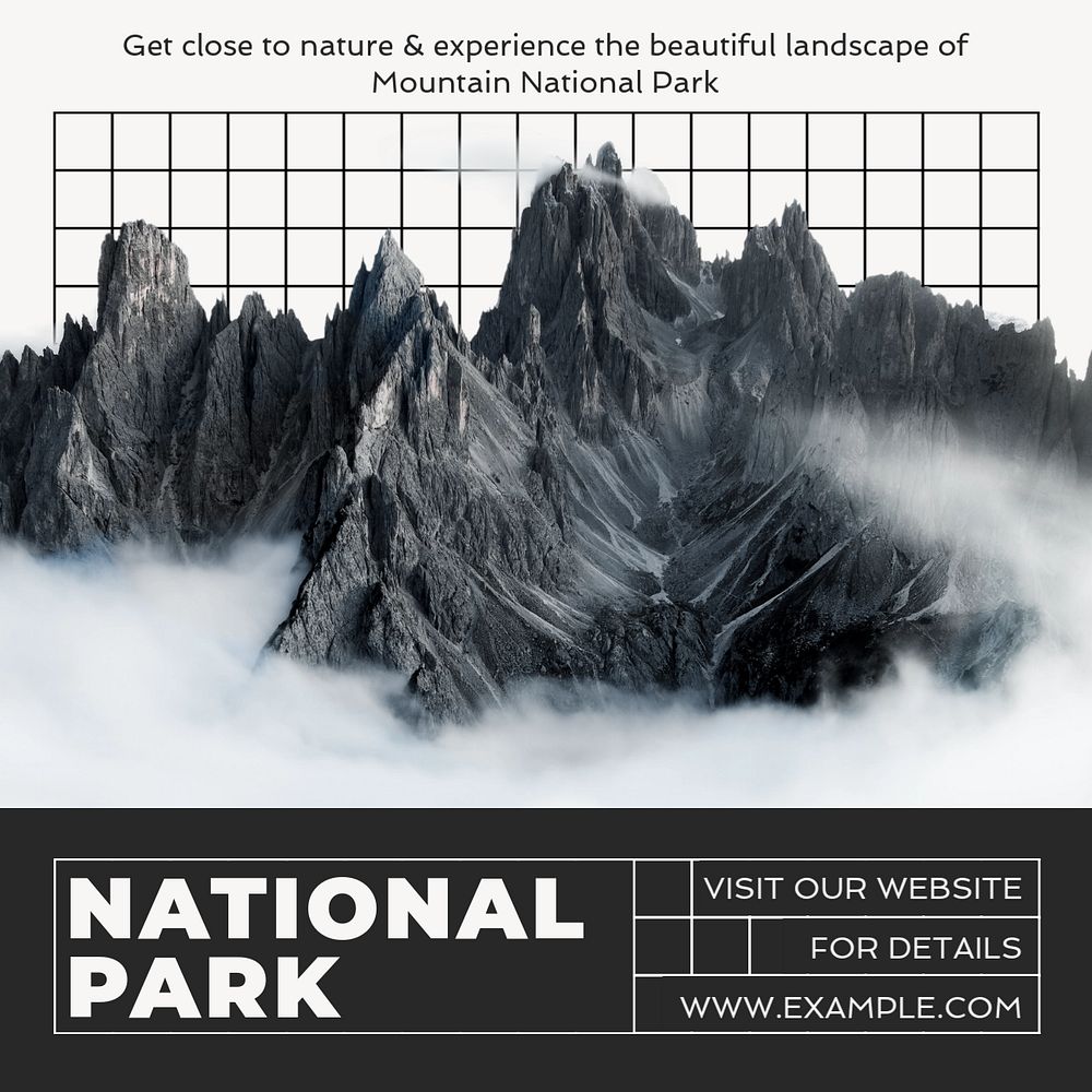 National park Instagram post template, editable text