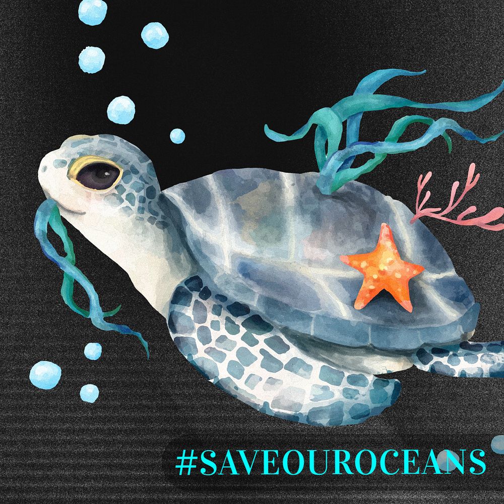 Save our oceans Instagram post template, editable text