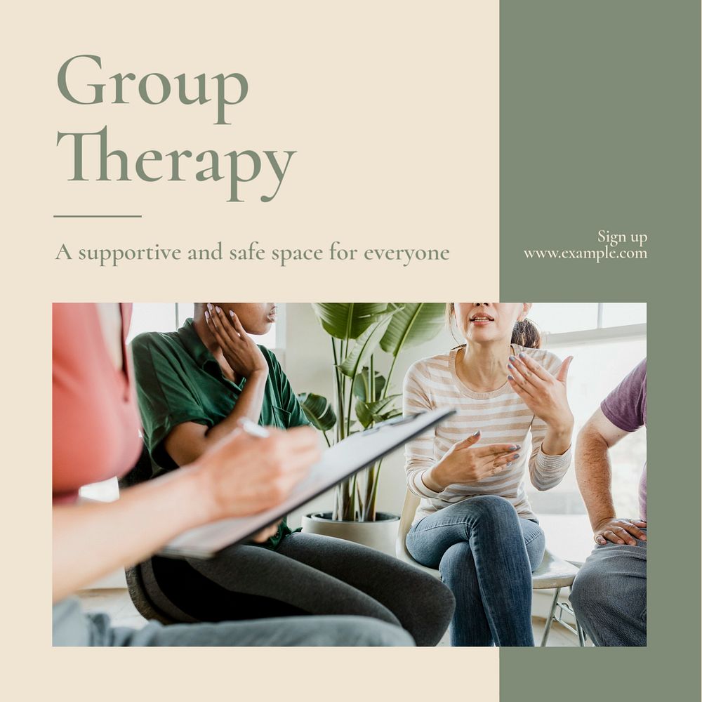 Group therapy Instagram post template, editable text