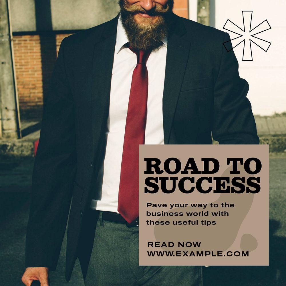 Road to success Instagram post template, editable text