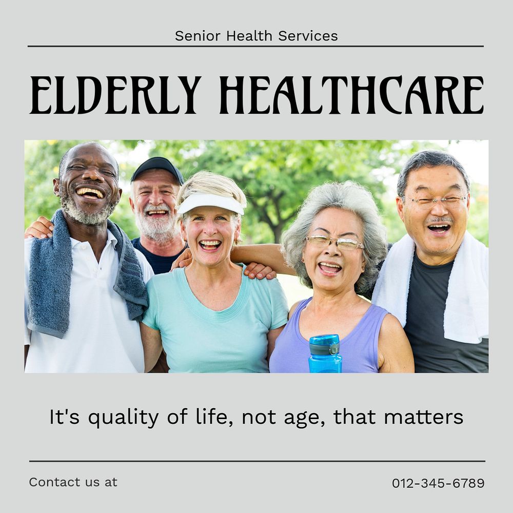 Elderly healthcare Instagram post template, editable text