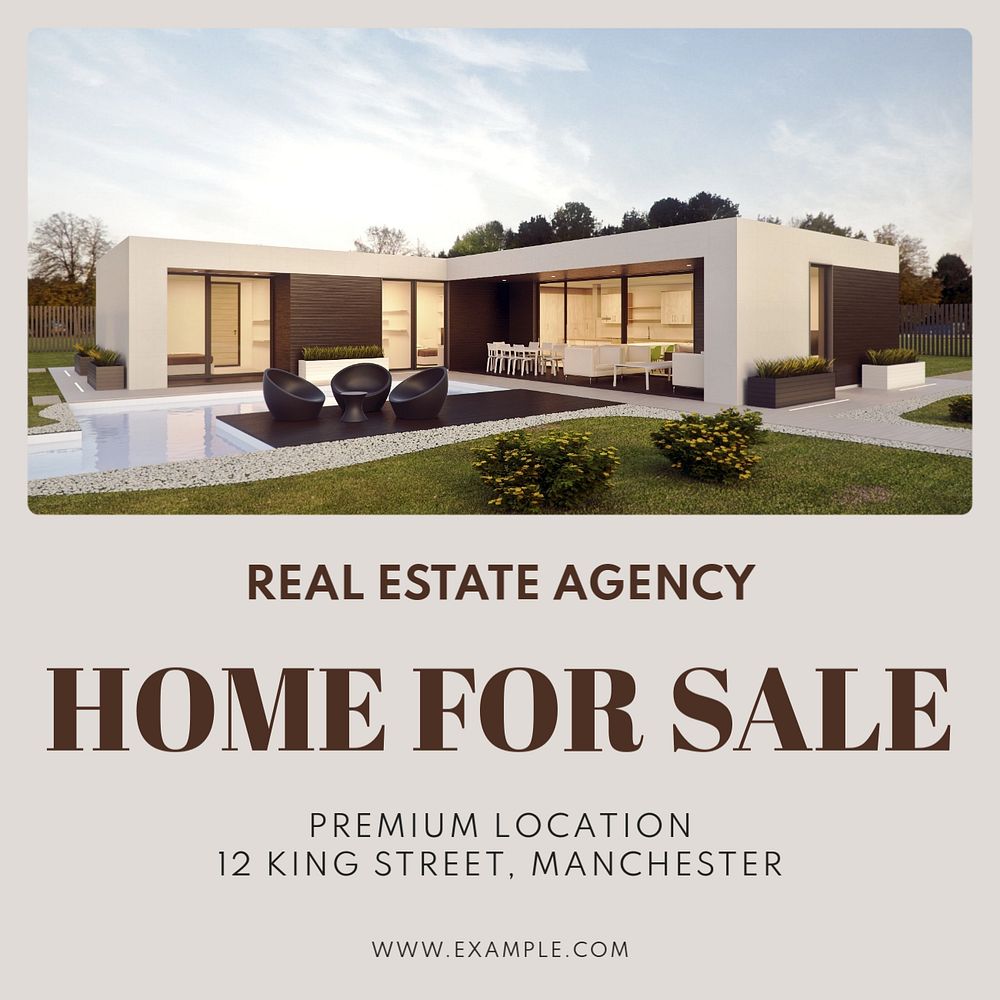 Home sale Instagram post template, editable text