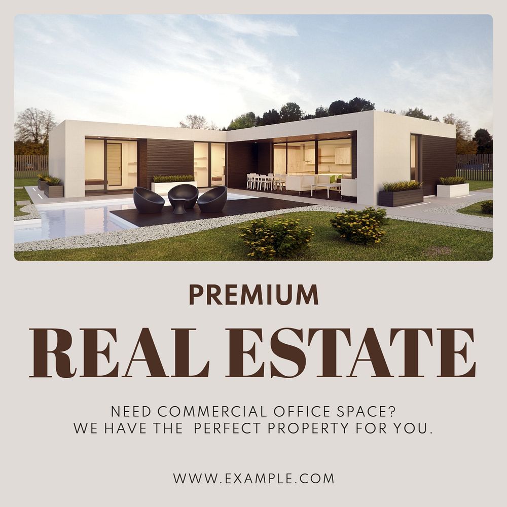 Premium real estate Instagram post template, editable text