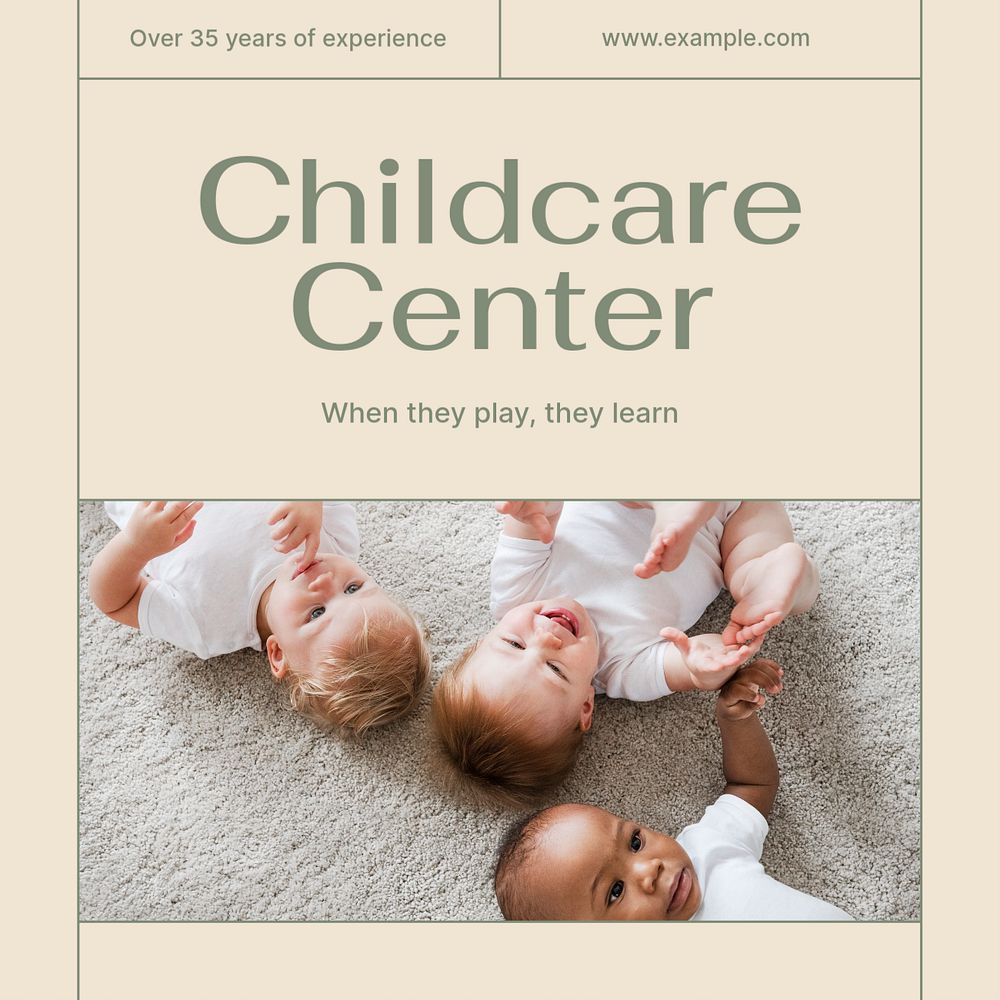 Childcare center Instagram post template, editable text