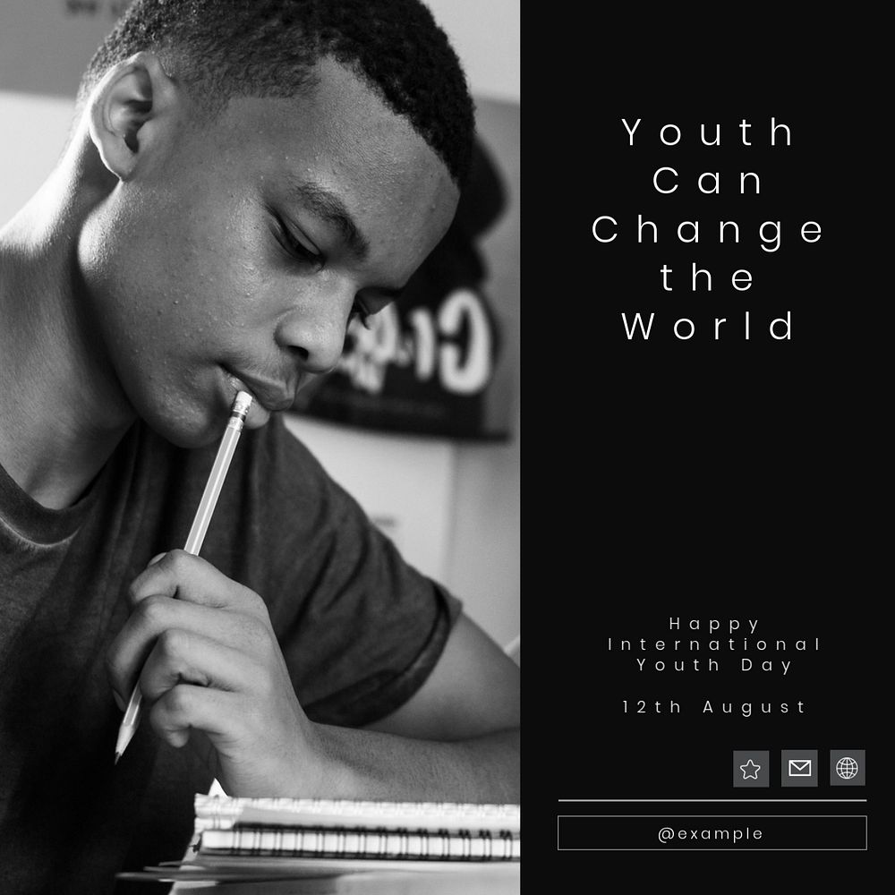 Youth day Instagram post template, editable text