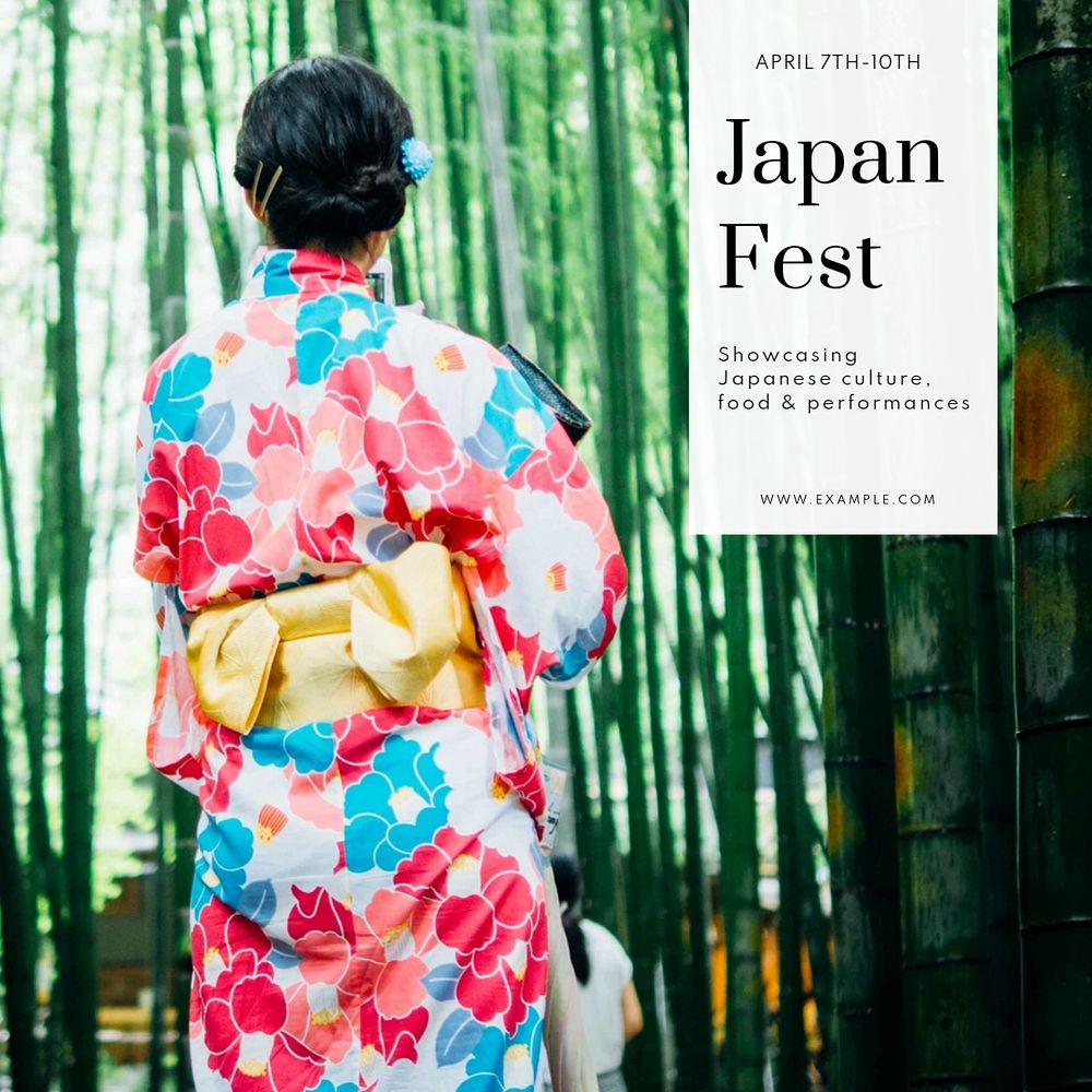 Japan festival Instagram post template, editable text