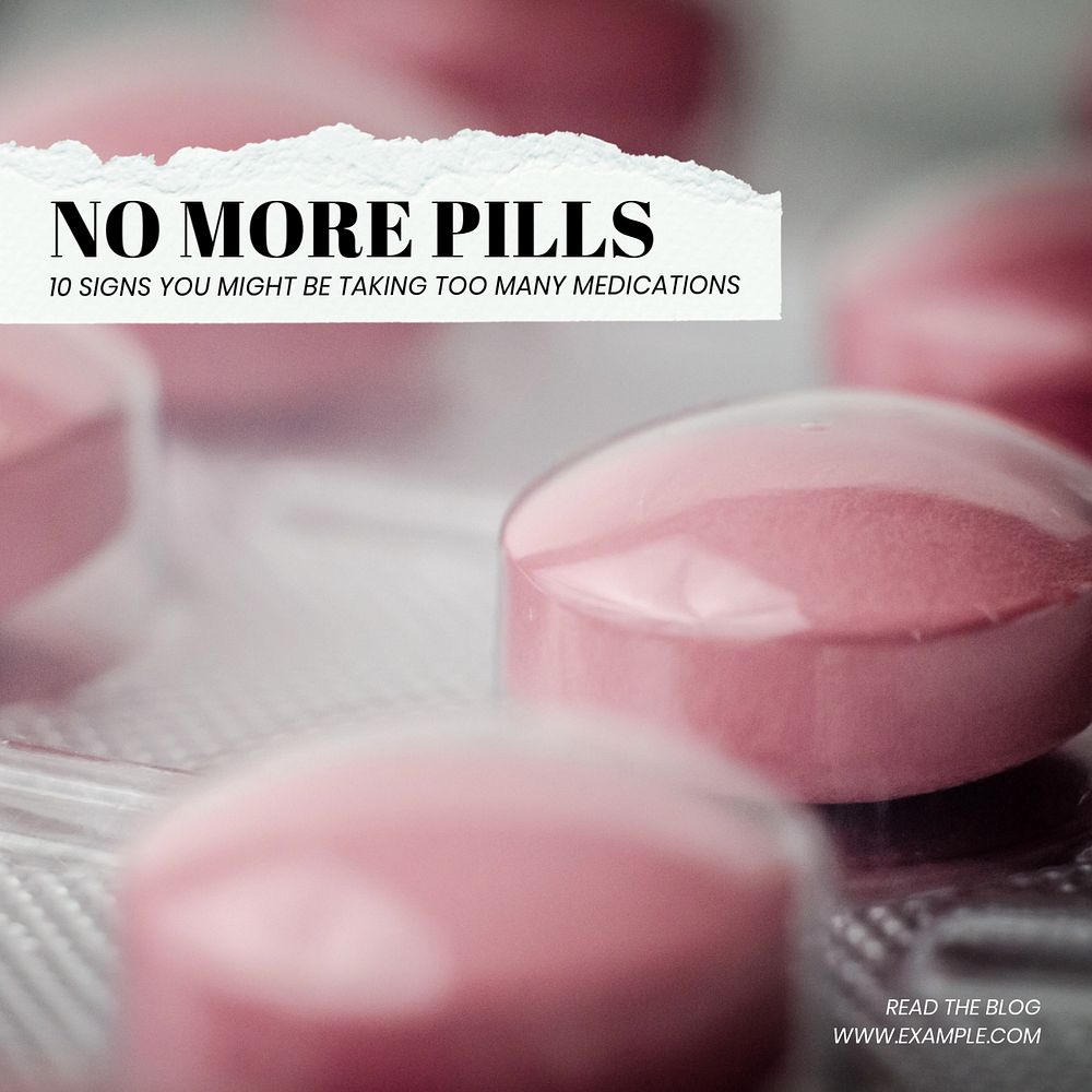 Pills & medication Instagram post template, editable text