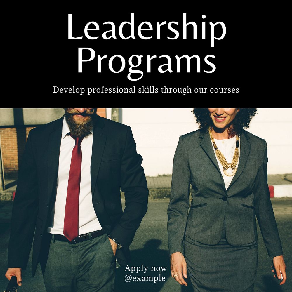 Leadership programs Instagram post template, editable text