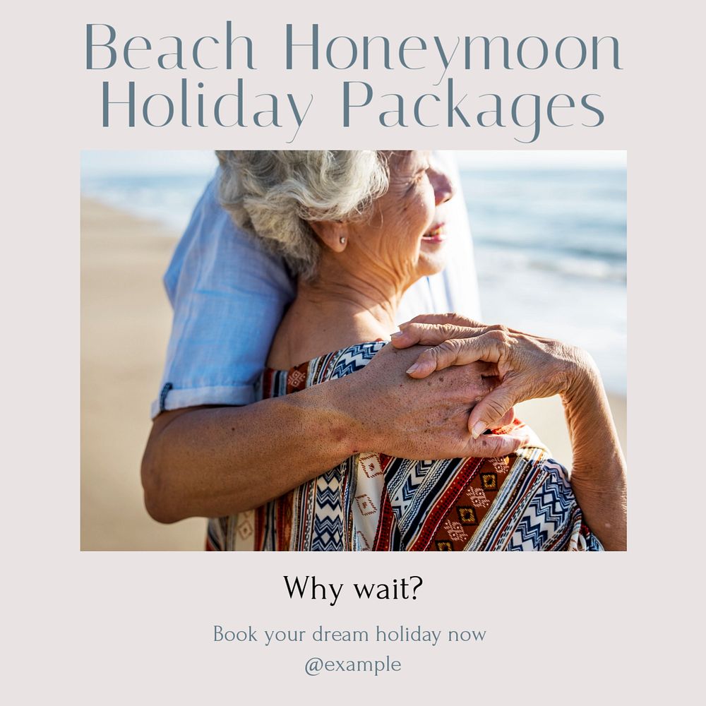 Beach honeymoon holiday Instagram post template, editable text