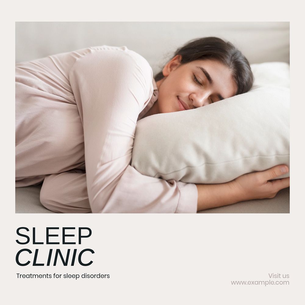 Sleep clinic Instagram post template, editable text