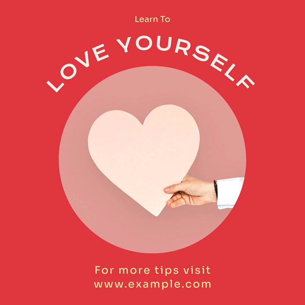 Love yourself Instagram post template, editable text