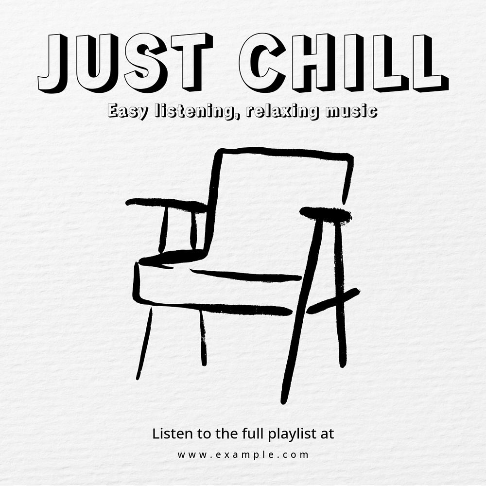 Chill music Instagram post template, editable text