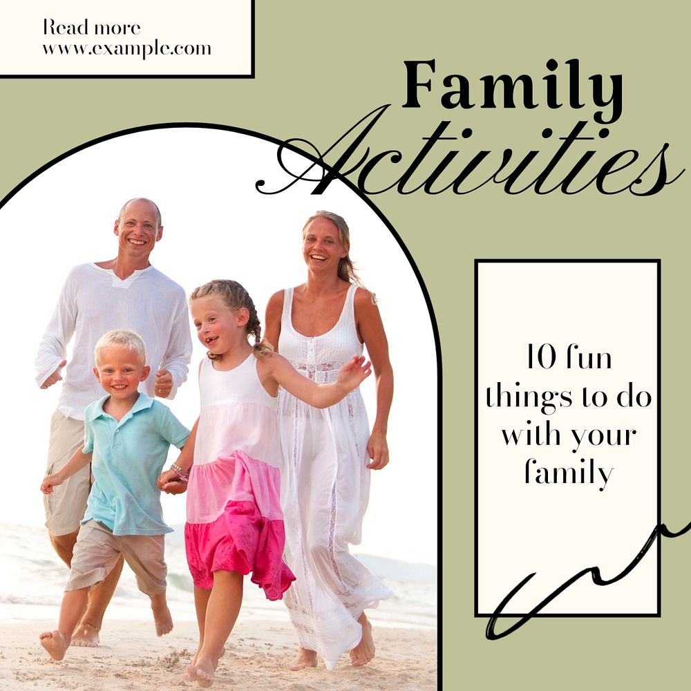 Family activities Instagram post template, editable text