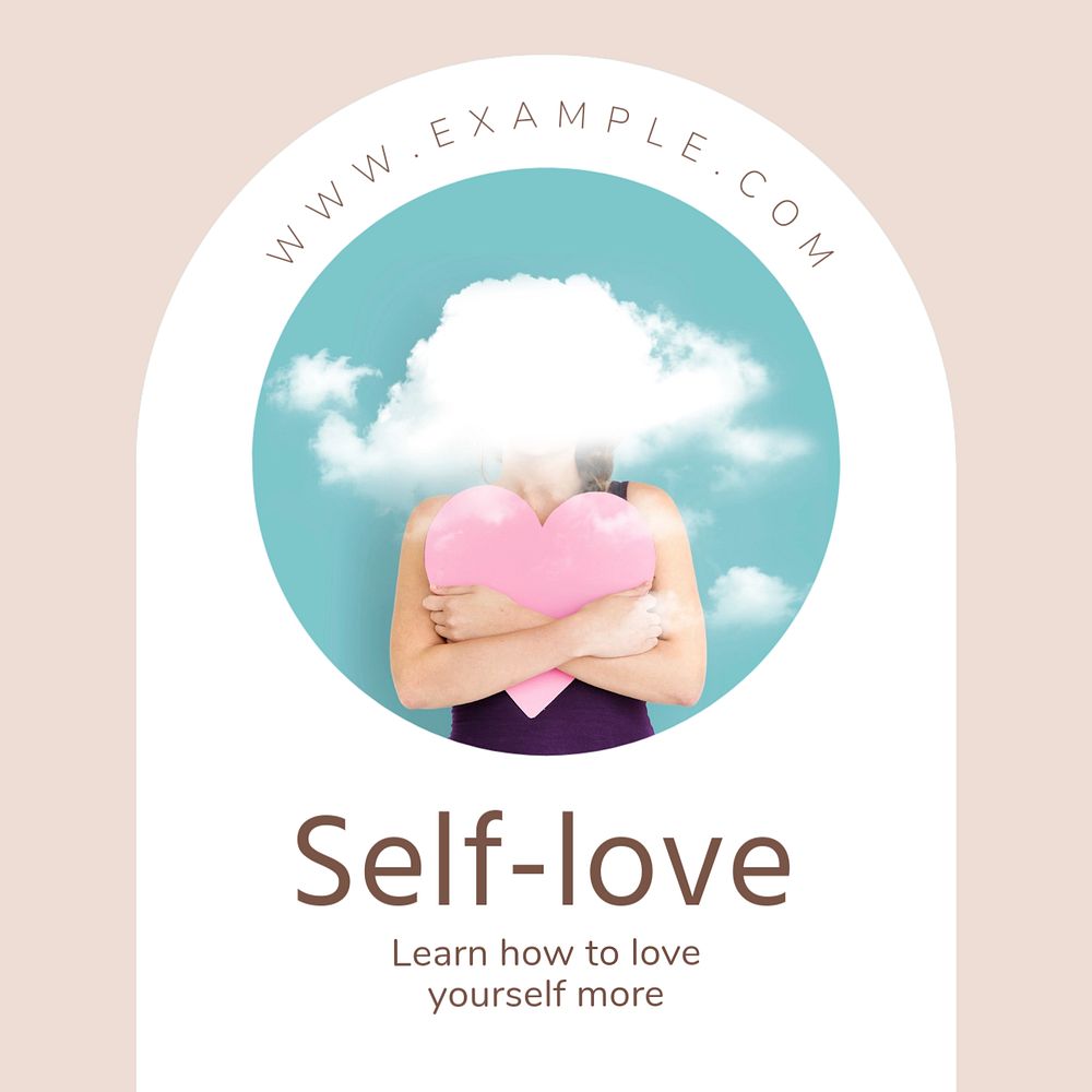 Self-love Instagram post template, editable text